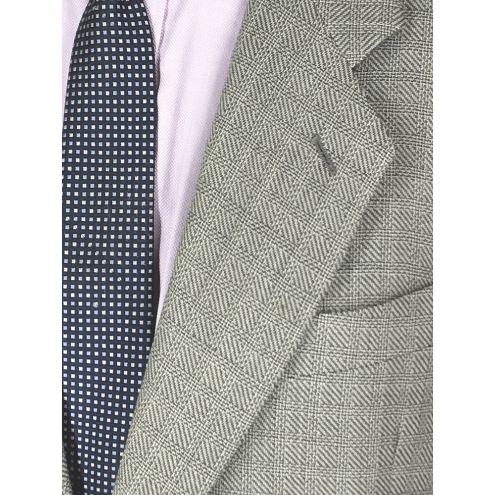 42R Giorgio Armani Italy Mens Vintage 2 Button Blazer Jacket Lt Gray Tattersall - Picture 2 of 15